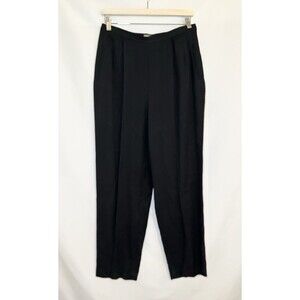 Valerie Stevens Pure 100% Silk Black Dress Pants Pleated Career Retro Women's 12
